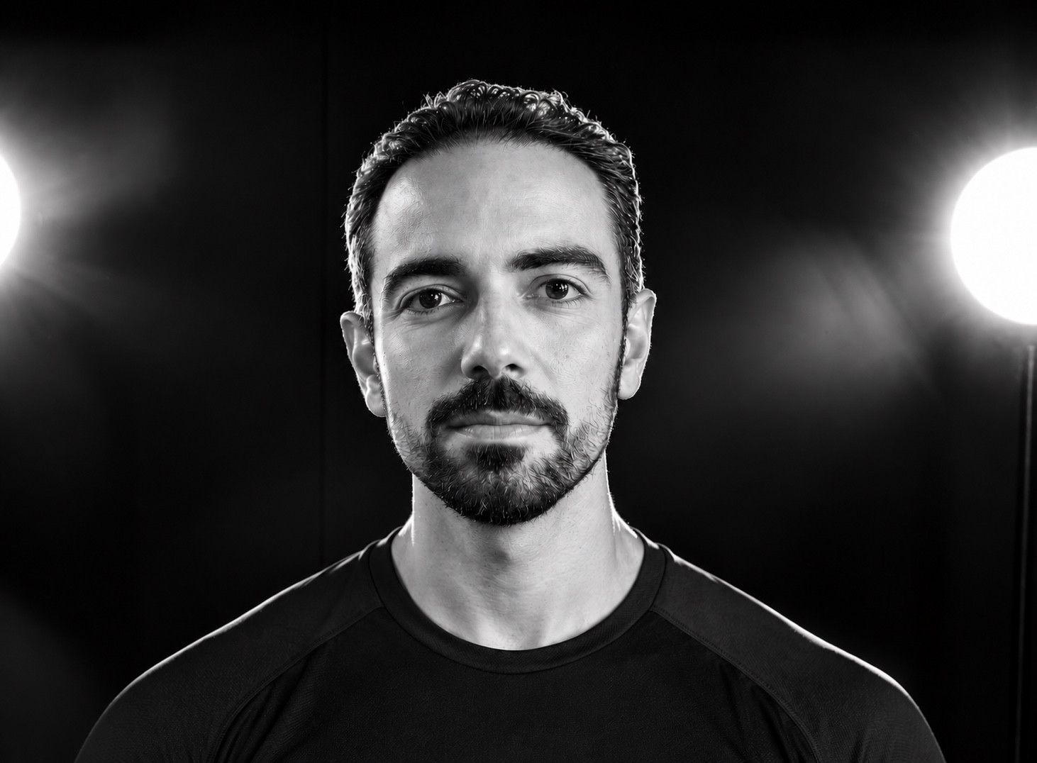 Black-and-white portrait of Arash Vakil